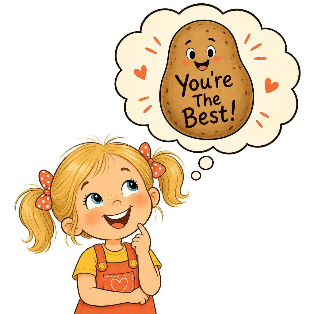 Celina hat eine Idee: eine Kartoffel mit „You’re The Best!"